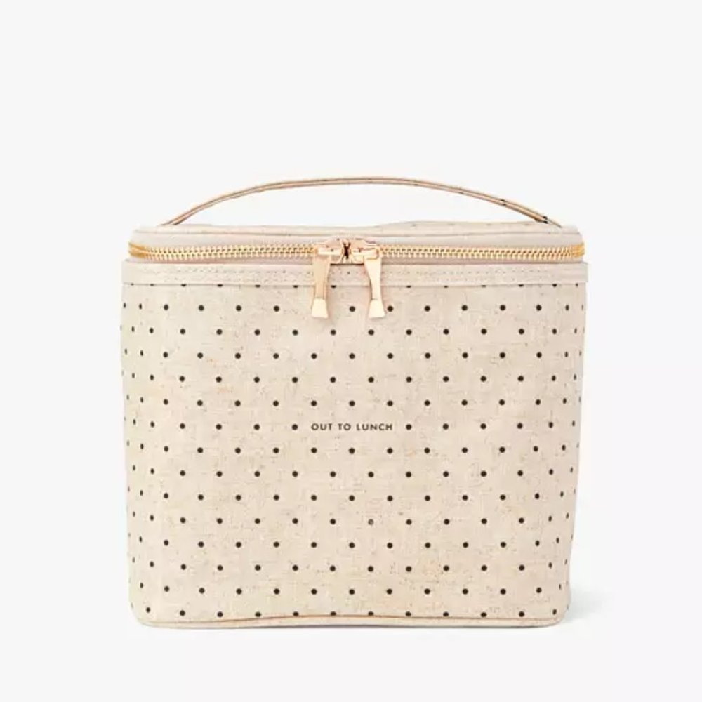 Kate Spade "Out To Lunch" Lunch Tote - Tan & Black Polka Dot {NWOT}